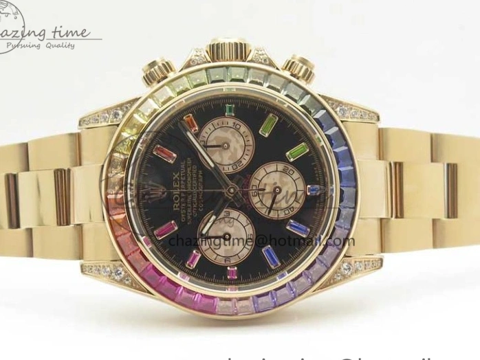 1230 Daytona 116595RBOW RG Rainbow Crystal BLF Best Edition Black Dial on RG Bracelet A RelaxedFit 3353